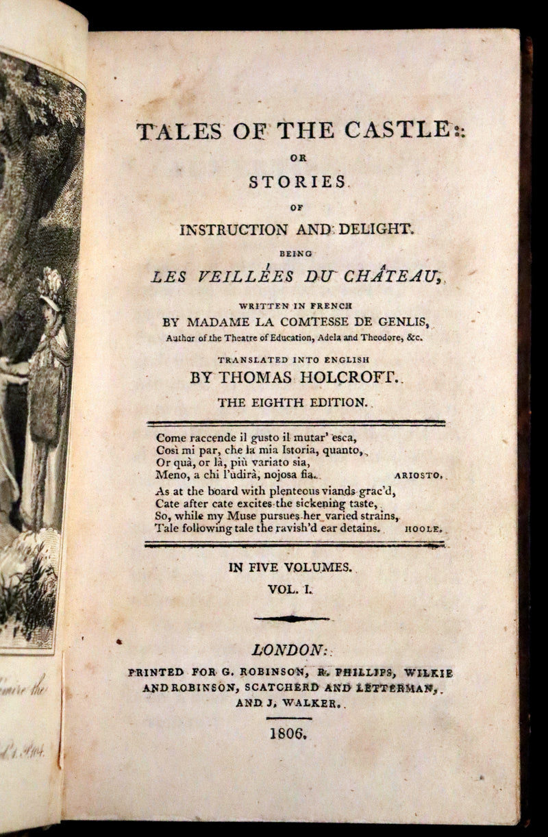 1806 Rare Book Set - Tales of the Castle: or Stories of Instruction and Delight by Madame De Genlis.