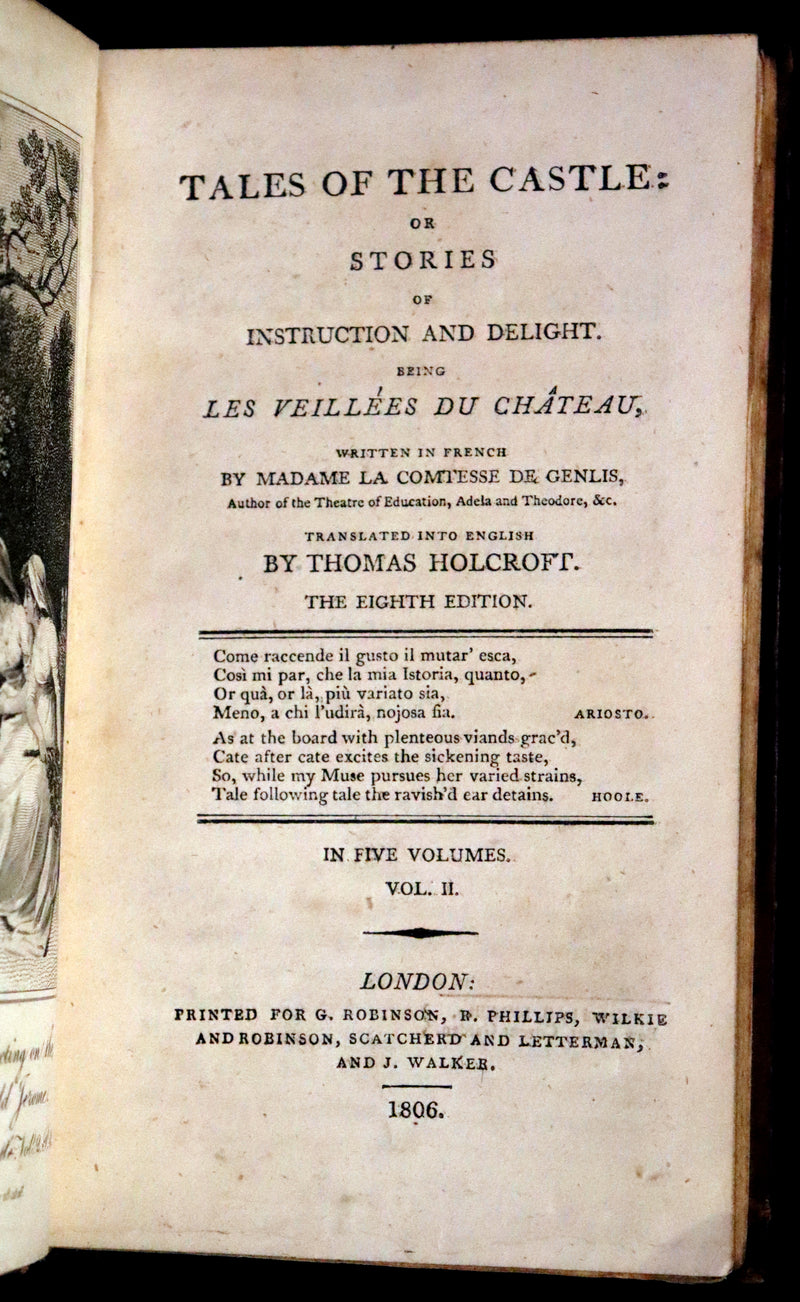 1806 Rare Book Set - Tales of the Castle: or Stories of Instruction and Delight by Madame De Genlis.