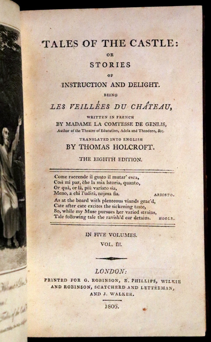 1806 Rare Book Set - Tales of the Castle: or Stories of Instruction and Delight by Madame De Genlis.