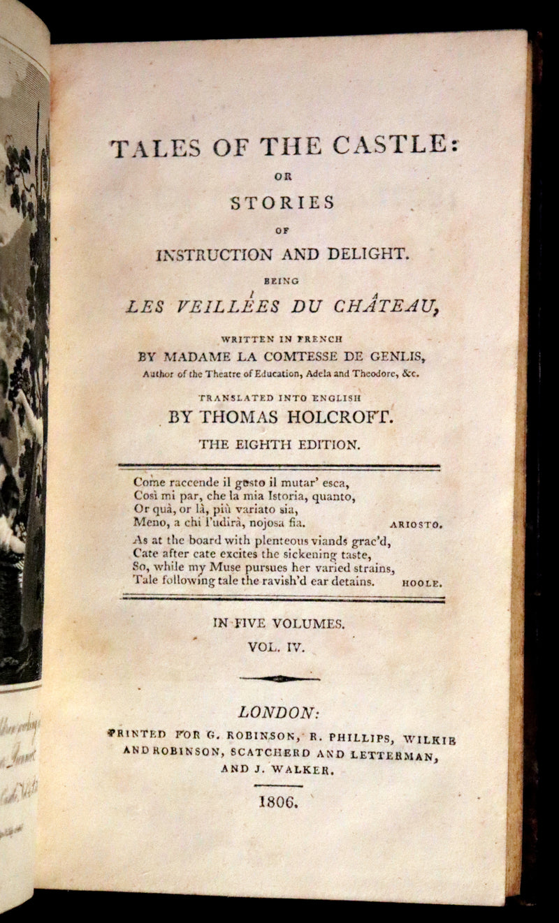 1806 Rare Book Set - Tales of the Castle: or Stories of Instruction and Delight by Madame De Genlis.