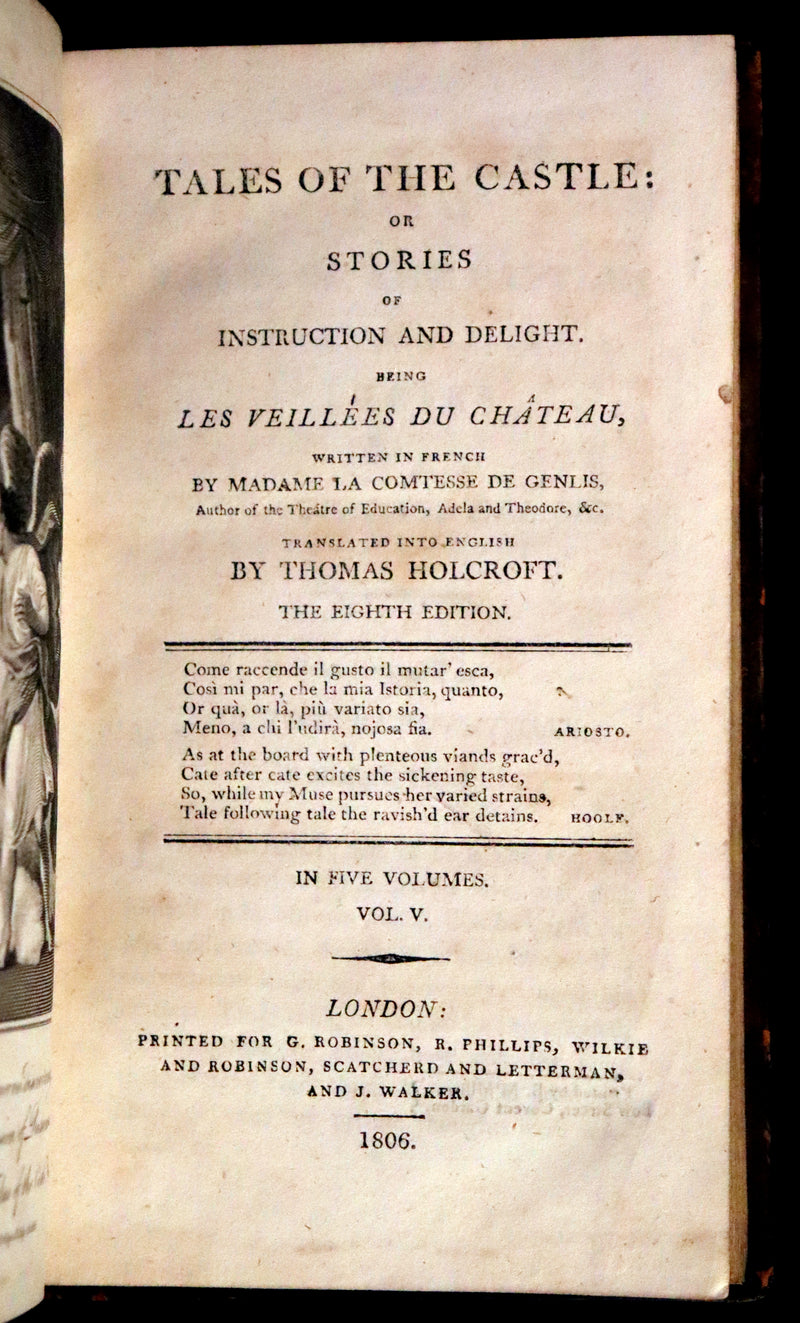1806 Rare Book Set - Tales of the Castle: or Stories of Instruction and Delight by Madame De Genlis.