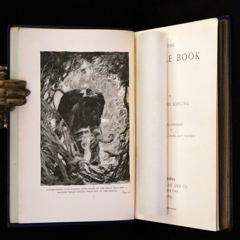1895 Rare Book - The Jungle Book by Rudyard Kipling, illustrated by  J. L. Kipling, W. H. Drake, and P. Frenzeny.