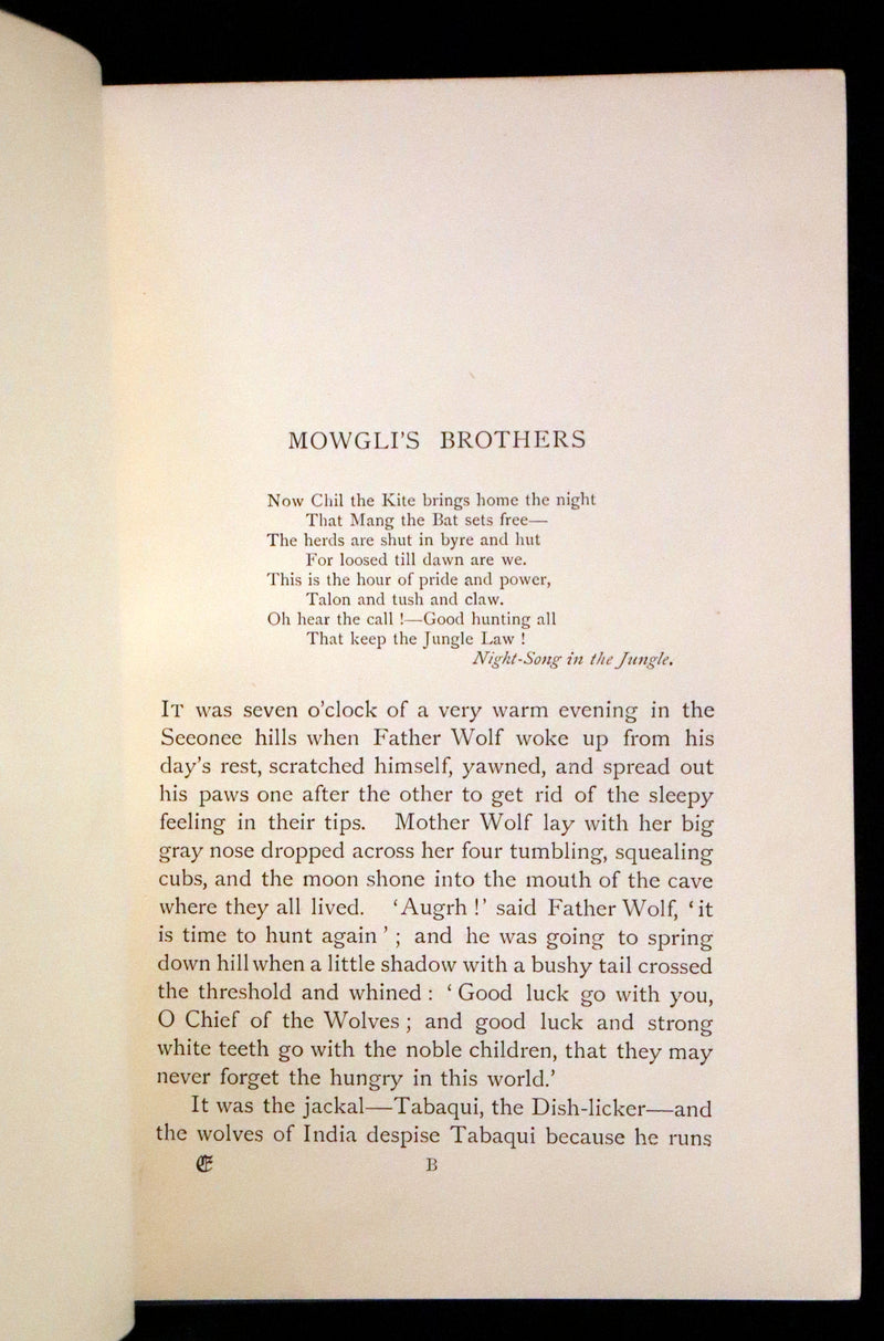 1895 Rare Book - The Jungle Book by Rudyard Kipling, illustrated by  J. L. Kipling, W. H. Drake, and P. Frenzeny.