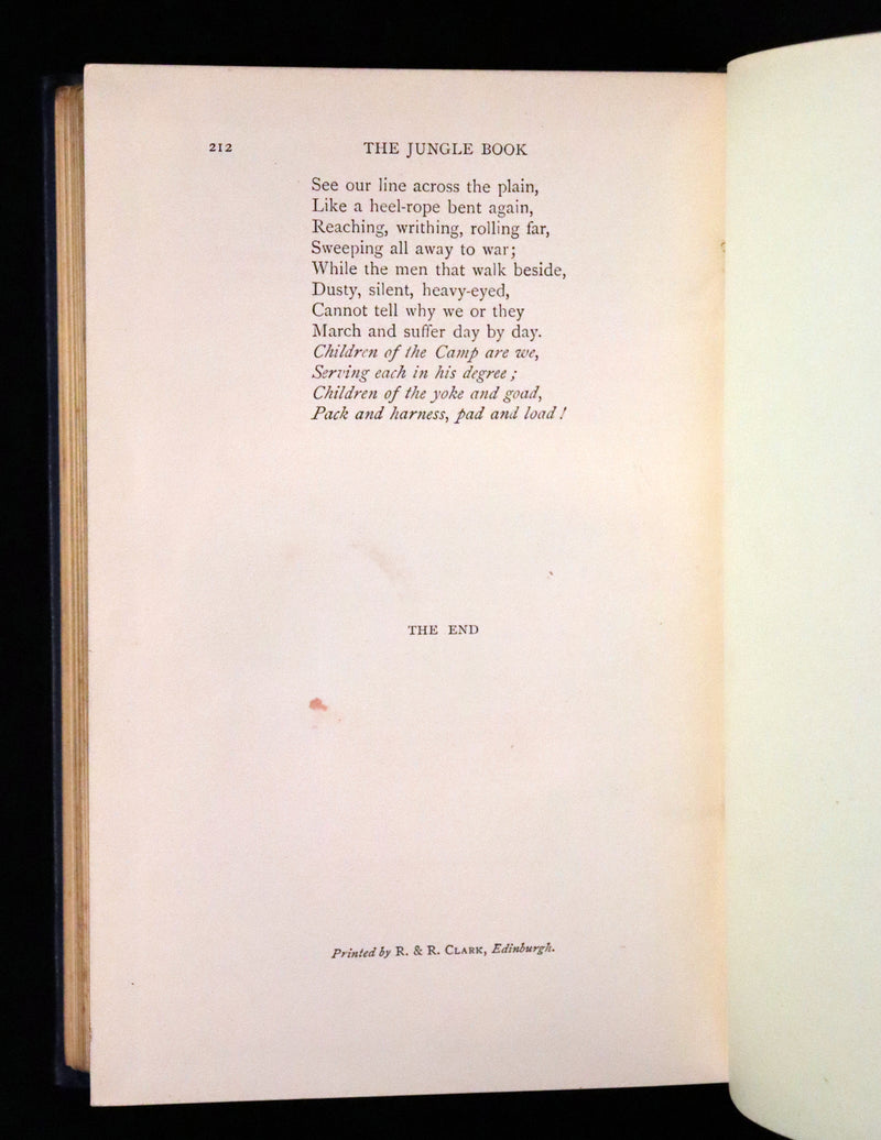 1895 Rare Book - The Jungle Book by Rudyard Kipling, illustrated by  J. L. Kipling, W. H. Drake, and P. Frenzeny.