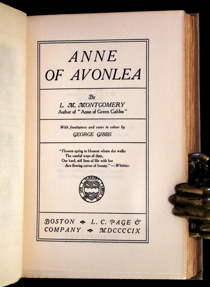 1909 Rare First Edition, Early Printing - Anne of Avonlea Lucy Maud Montgomery.