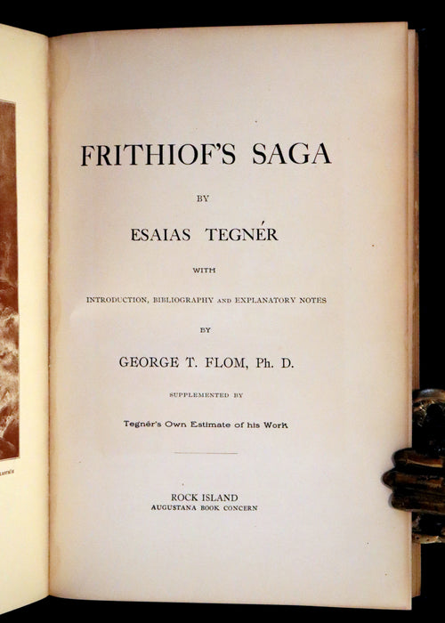 1909 Rare Swedish Edition with notes in English - Frithiof's Saga: A Legend of Ancient Norway. Viking Tales of the North.