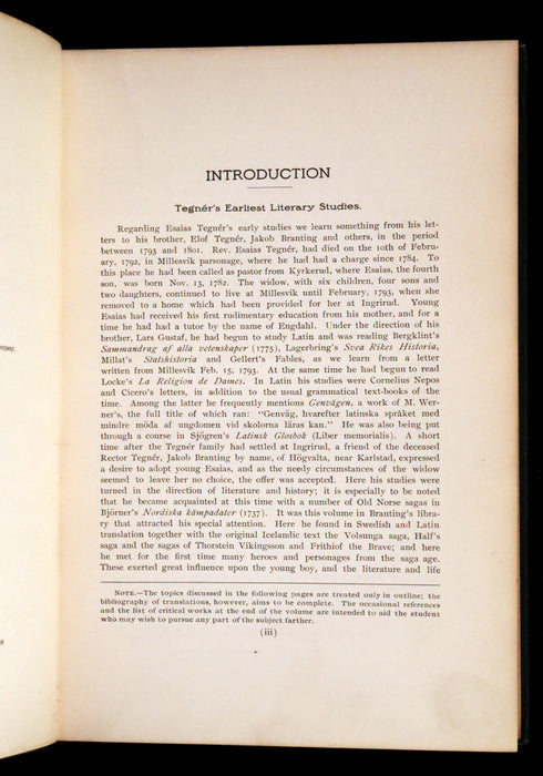 1909 Rare Swedish Edition with notes in English - Frithiof's Saga: A Legend of Ancient Norway. Viking Tales of the North.