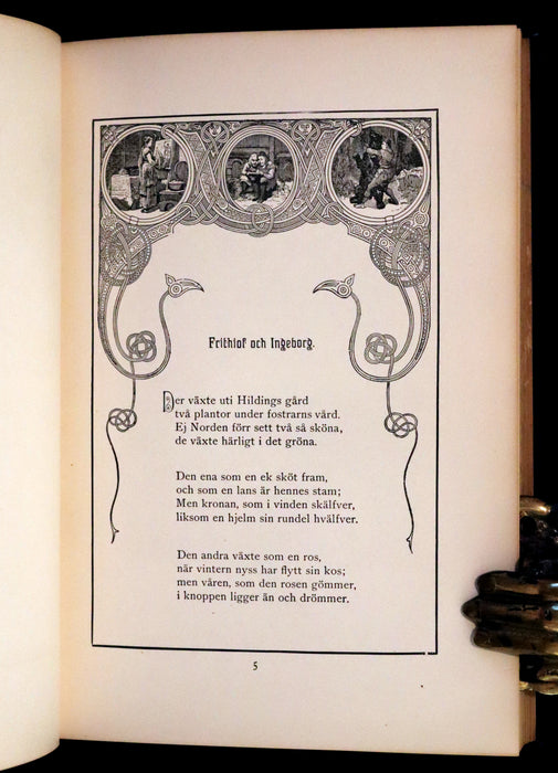 1909 Rare Swedish Edition with notes in English - Frithiof's Saga: A Legend of Ancient Norway. Viking Tales of the North.