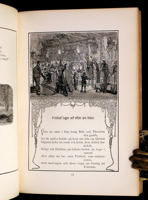 1909 Rare Swedish Edition with notes in English - Frithiof's Saga: A Legend of Ancient Norway. Viking Tales of the North.