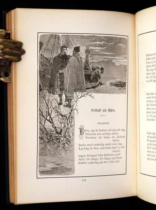 1909 Rare Swedish Edition with notes in English - Frithiof's Saga: A Legend of Ancient Norway. Viking Tales of the North.