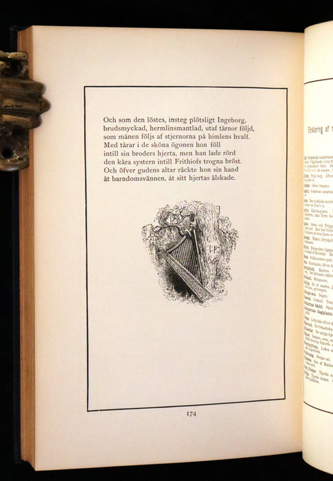 1909 Rare Swedish Edition with notes in English - Frithiof's Saga: A Legend of Ancient Norway. Viking Tales of the North.