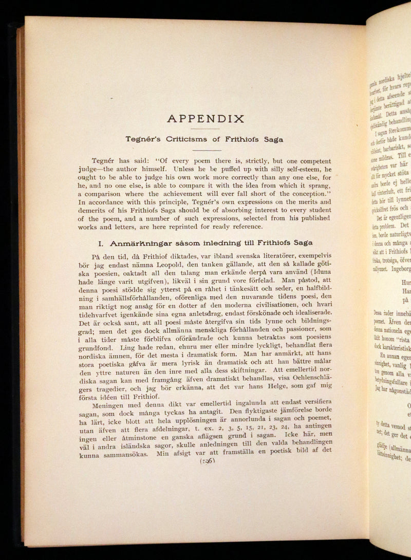 1909 Rare Swedish Edition with notes in English - Frithiof's Saga: A Legend of Ancient Norway. Viking Tales of the North.