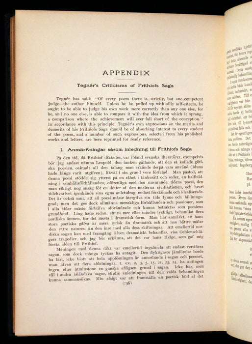 1909 Rare Swedish Edition with notes in English - Frithiof's Saga: A Legend of Ancient Norway. Viking Tales of the North.