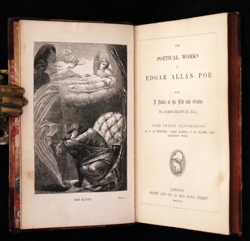 1853 Scarce First UK Edition - The Poetical Works of Edgar Allan Poe, illustrated.