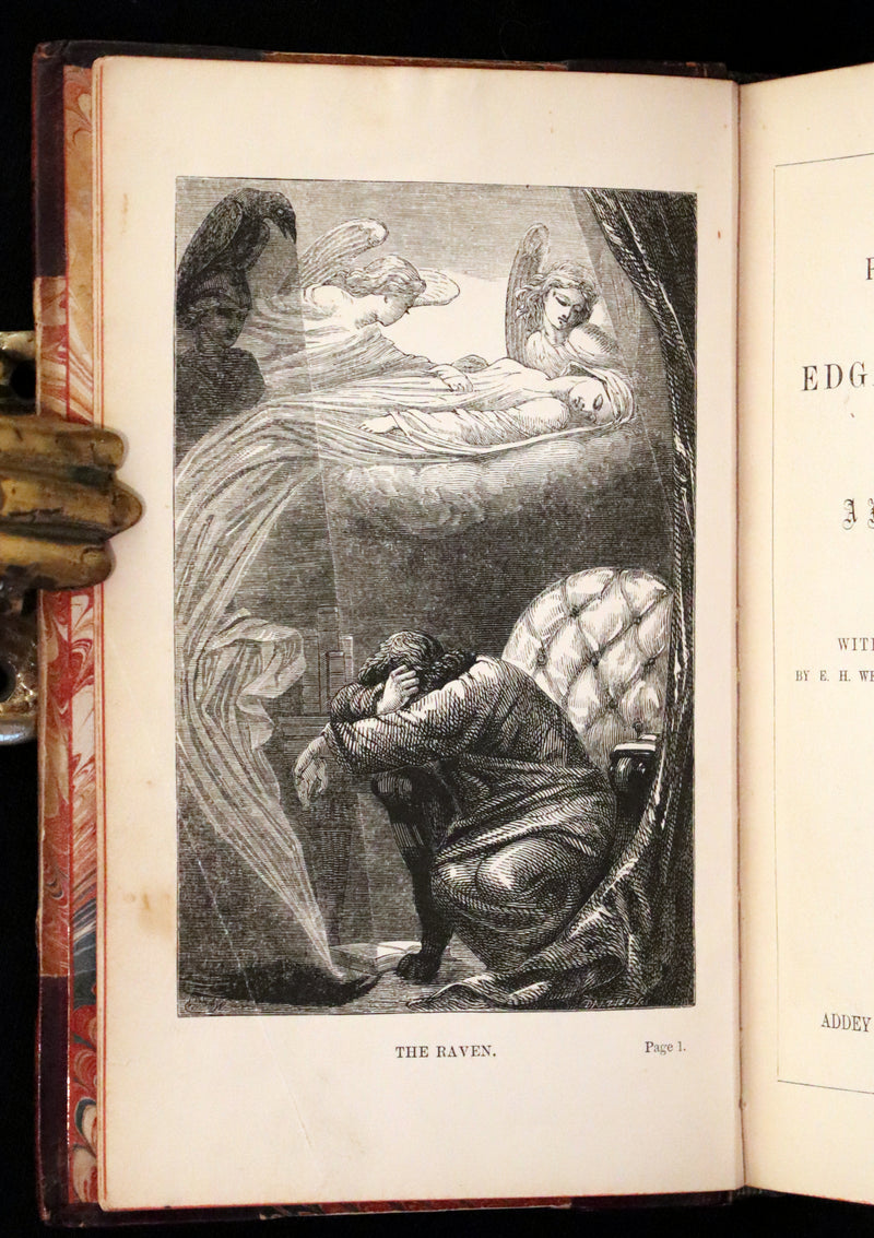 1853 Scarce First UK Edition - The Poetical Works of Edgar Allan Poe, illustrated.
