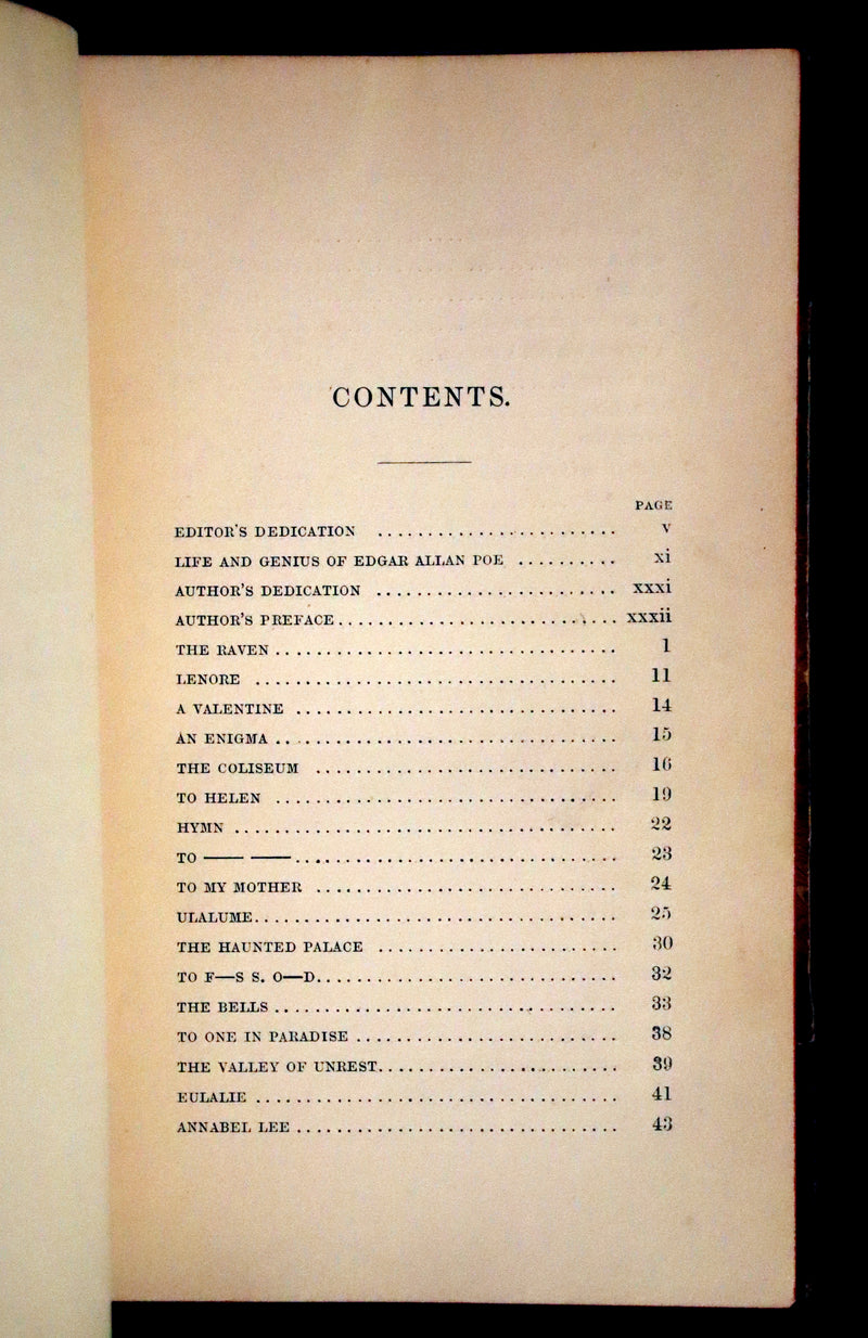 1853 Scarce First UK Edition - The Poetical Works of Edgar Allan Poe, illustrated.