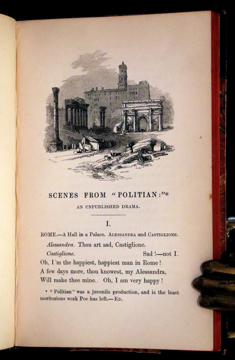 1853 Scarce First UK Edition - The Poetical Works of Edgar Allan Poe, illustrated.