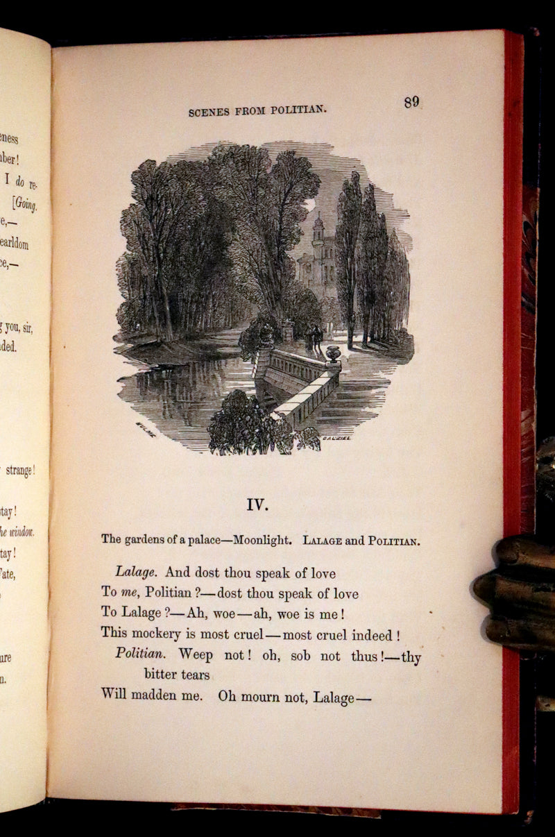 1853 Scarce First UK Edition - The Poetical Works of Edgar Allan Poe, illustrated.