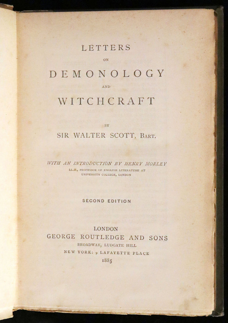 1885 Rare Book - Demonology and Witchcraft, Witches and Fairies by Sir Walter Scott.