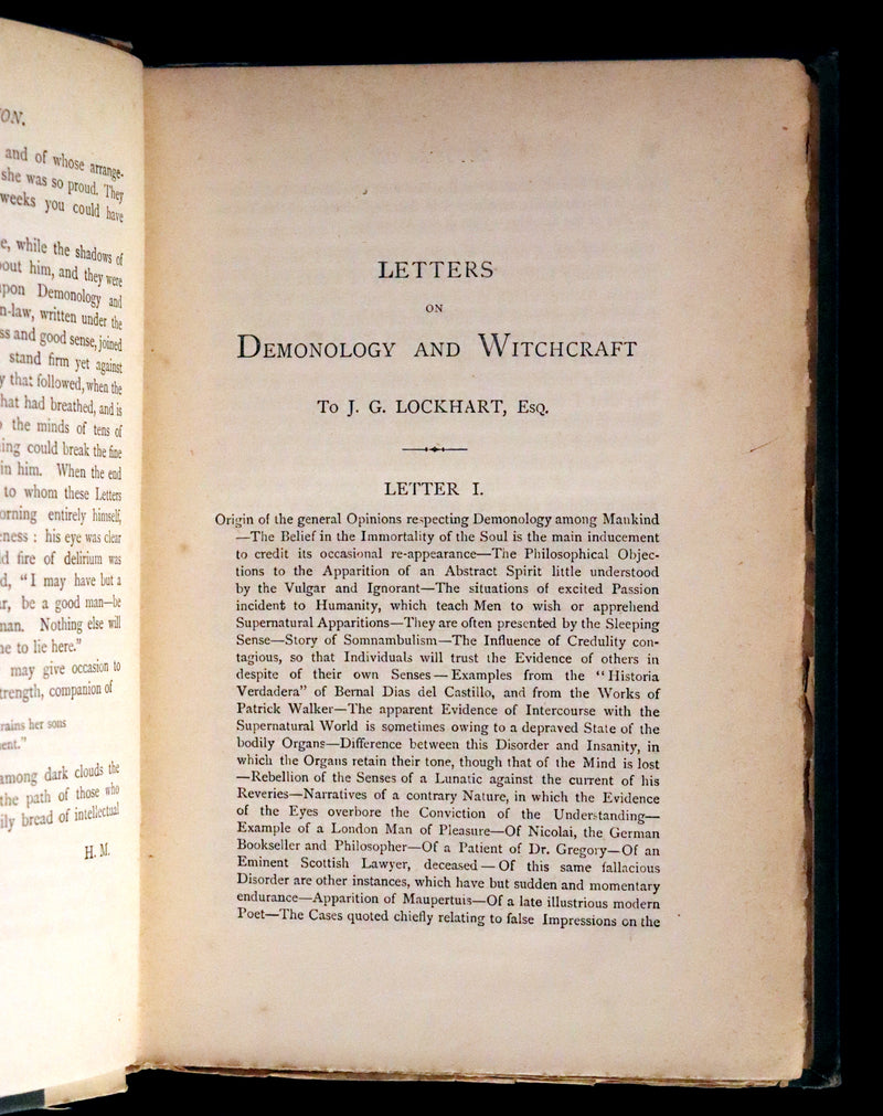 1885 Rare Book - Demonology and Witchcraft, Witches and Fairies by Sir Walter Scott.