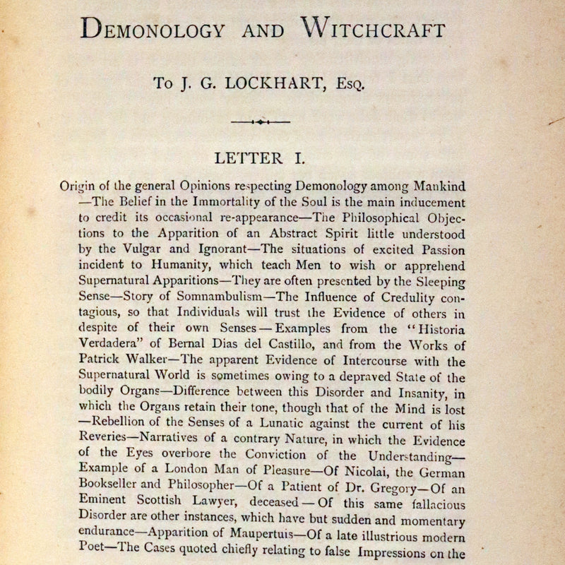 1885 Rare Book - Demonology and Witchcraft, Witches and Fairies by Sir Walter Scott.