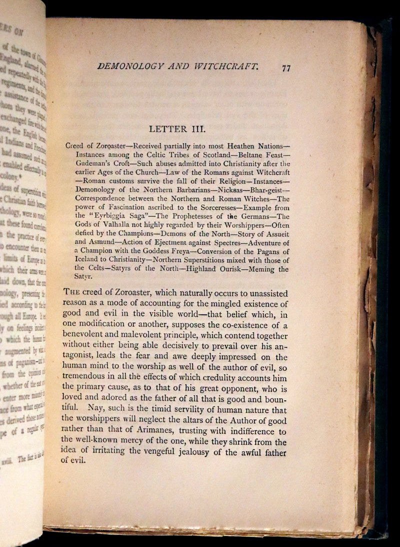 1885 Rare Book - Demonology and Witchcraft, Witches and Fairies by Sir Walter Scott.