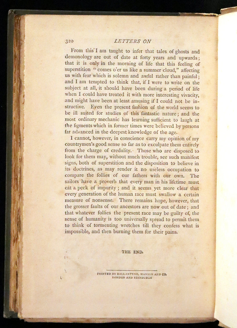 1885 Rare Book - Demonology and Witchcraft, Witches and Fairies by Sir Walter Scott.