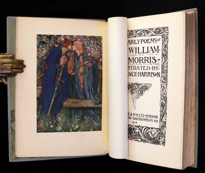 1914 Rare First Edition - Early Poems of William Morris Illustrated by Pre-Raphaelite Florence Harrison.