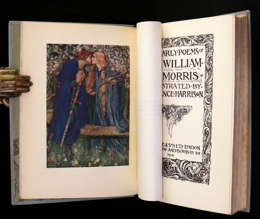 1914 Rare First Edition - Early Poems of William Morris Illustrated by Pre-Raphaelite Florence Harrison.