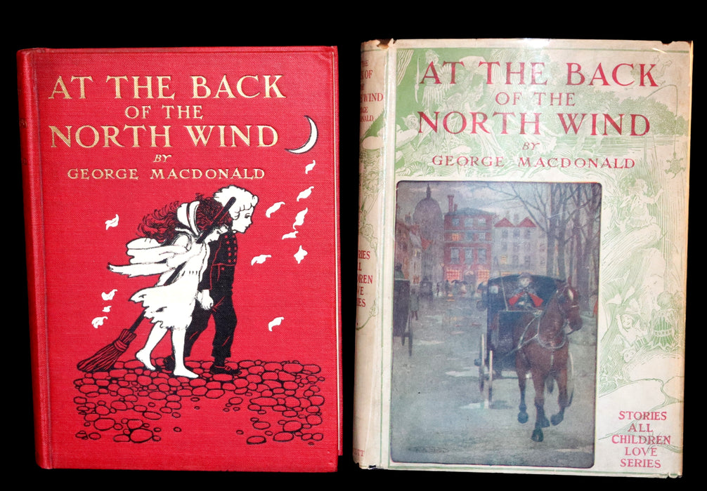 1909 Rare Book - At the Back of the North Wind illustrated by Maria L. Kirk with the Scarce Dust Jacket.