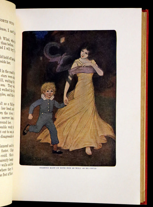 1909 Rare Book - At the Back of the North Wind illustrated by Maria L. Kirk with the Scarce Dust Jacket.