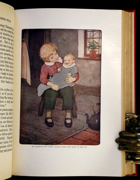 1909 Rare Book - At the Back of the North Wind illustrated by Maria L. Kirk with the Scarce Dust Jacket.