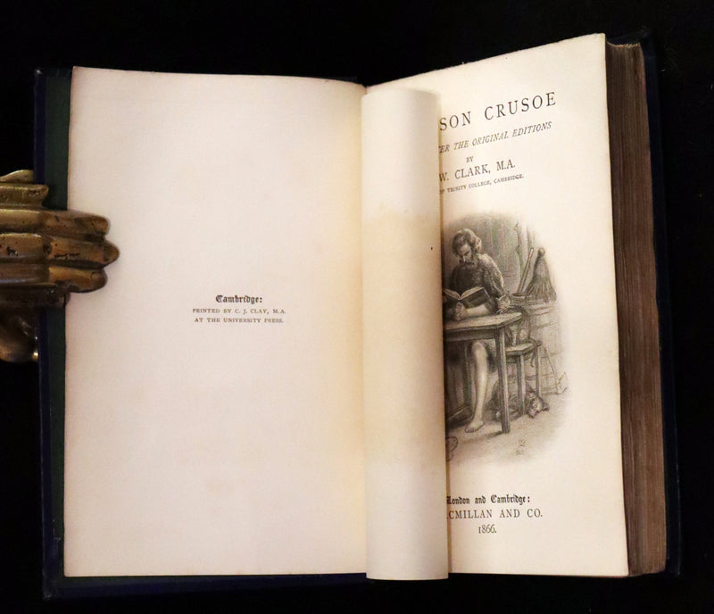 1866 Rare Book - The Life and Strange Surprising Adventures of Robinson Crusoe, edited after the original 1719 edition.