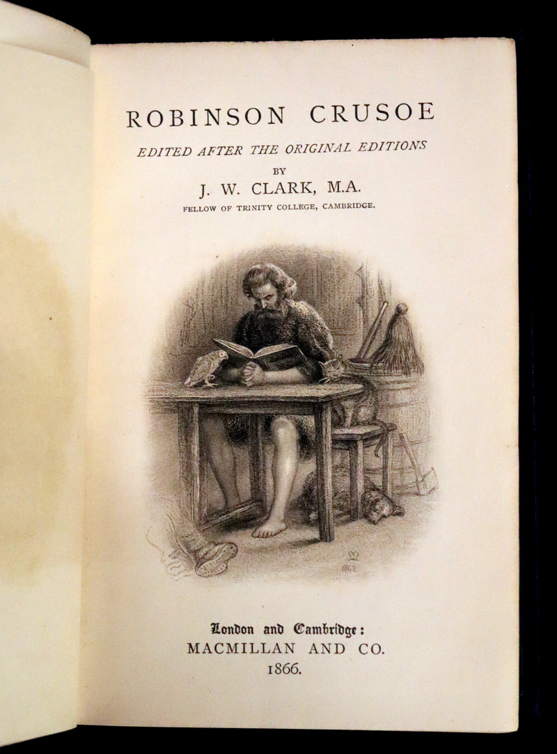 1866 Rare Book - The Life and Strange Surprising Adventures of Robinson Crusoe, edited after the original 1719 edition.