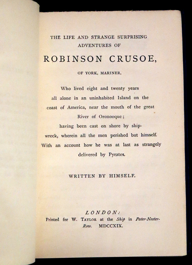 1866 Rare Book - The Life and Strange Surprising Adventures of Robinson Crusoe, edited after the original 1719 edition.