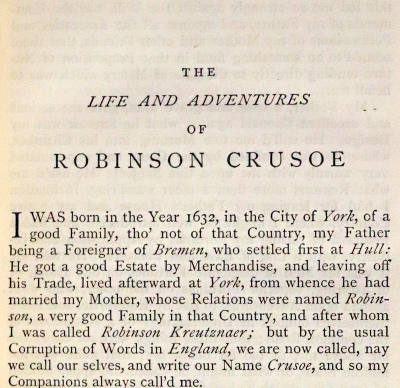 1866 Rare Book - The Life and Strange Surprising Adventures of Robinson Crusoe, edited after the original 1719 edition.