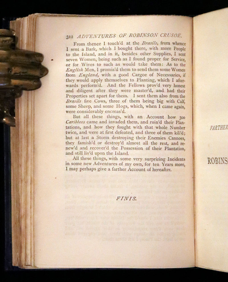 1866 Rare Book - The Life and Strange Surprising Adventures of Robinson Crusoe, edited after the original 1719 edition.