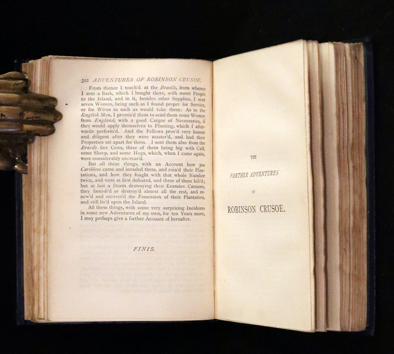 1866 Rare Book - The Life and Strange Surprising Adventures of Robinson Crusoe, edited after the original 1719 edition.