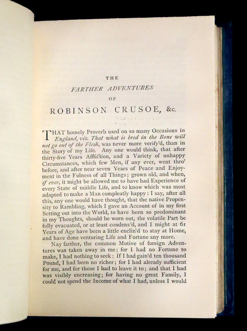 1866 Rare Book - The Life and Strange Surprising Adventures of Robinson Crusoe, edited after the original 1719 edition.