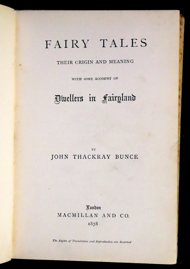 1878 Scarce First Edition - Fairy Tales, Their Origin and Meaning with Some Account of Dwellers in Fairyland.