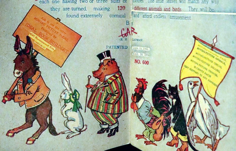 1914 Rare Book - Moving Picture Animals with 120 Different Animals and Birds by R. H. Garman.