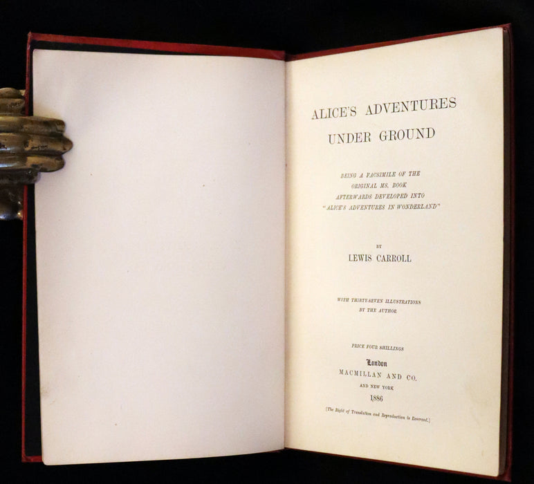 1886 Rare First Edition - Alice's Adventures Under Ground illustrated by Lewis Carroll. Alice's Adventures in Wonderland.