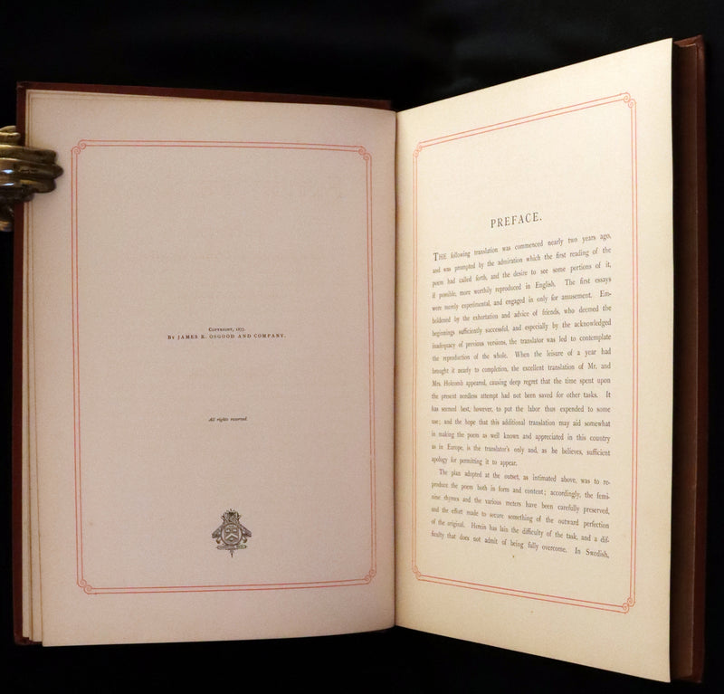 1878 Rare First English Edition - Frithiof's Saga, A Legend of Ancient Norway. Illustrated Viking Tales of the North.