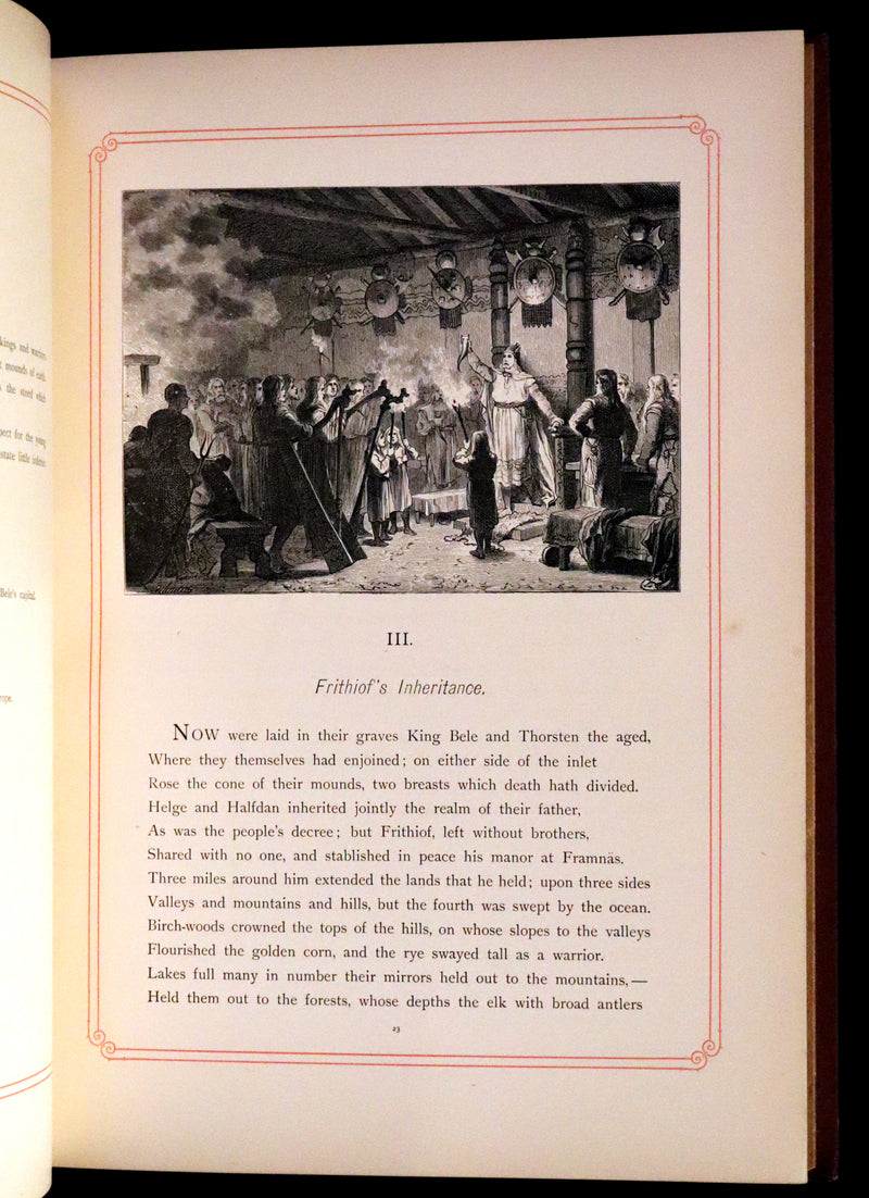 1878 Rare First English Edition - Frithiof's Saga, A Legend of Ancient Norway. Illustrated Viking Tales of the North.