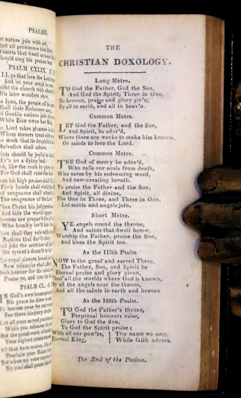 1821 Scarce Book with silver clasp - Psalms, Hymns, and Spiritual Songs by Isaac Watts.