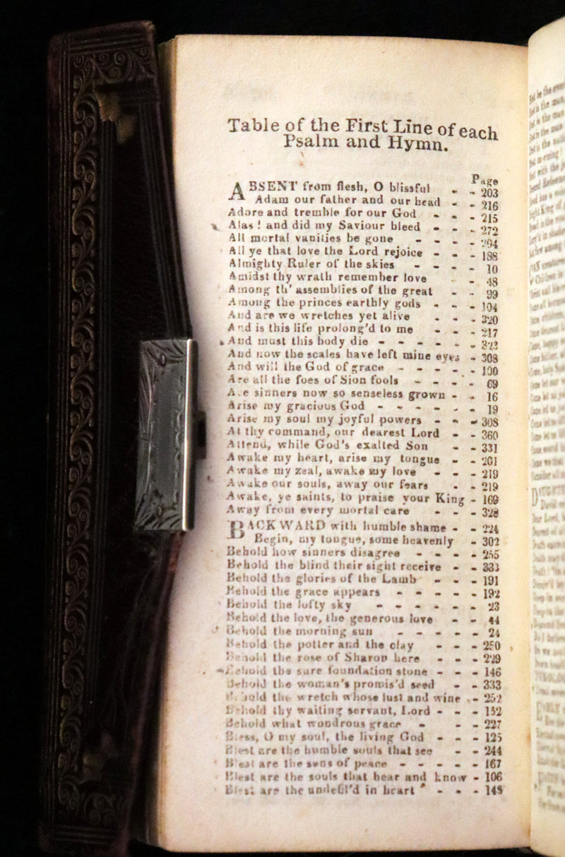 1821 Scarce Book with silver clasp - Psalms, Hymns, and Spiritual Songs by Isaac Watts.
