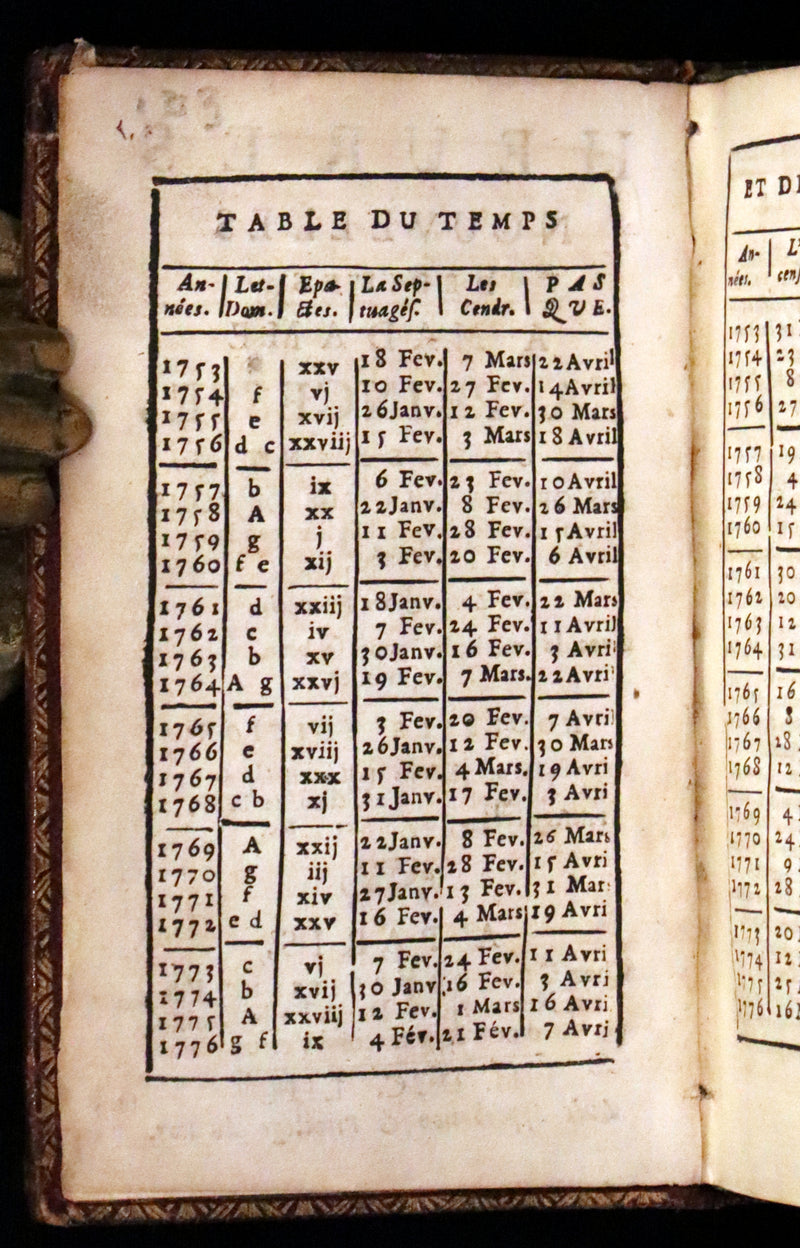 1753 Scarce French Latin Book in an Exquisite Binding - New Hours Dedicated to Madame the Princesse.
