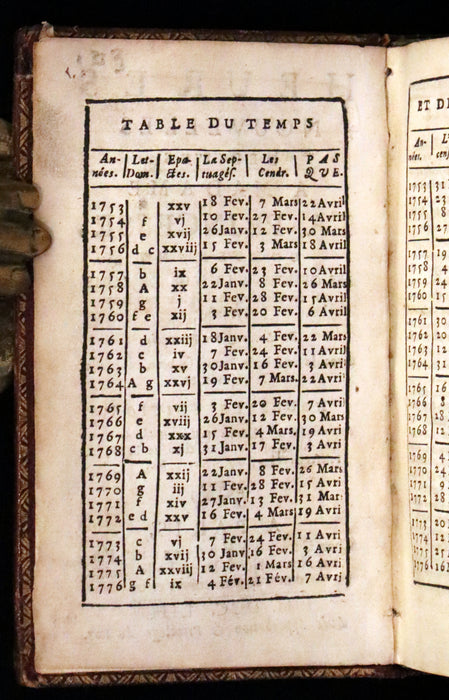 1753 Scarce French Latin Book in an Exquisite Binding - New Hours Dedicated to Madame the Princesse.