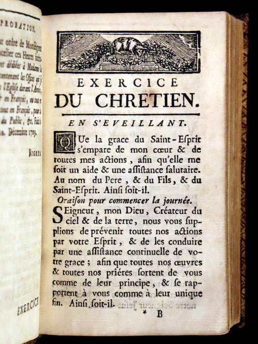 1753 Scarce French Latin Book in an Exquisite Binding - New Hours Dedicated to Madame the Princesse.