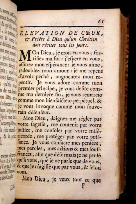 1753 Scarce French Latin Book in an Exquisite Binding - New Hours Dedicated to Madame the Princesse.